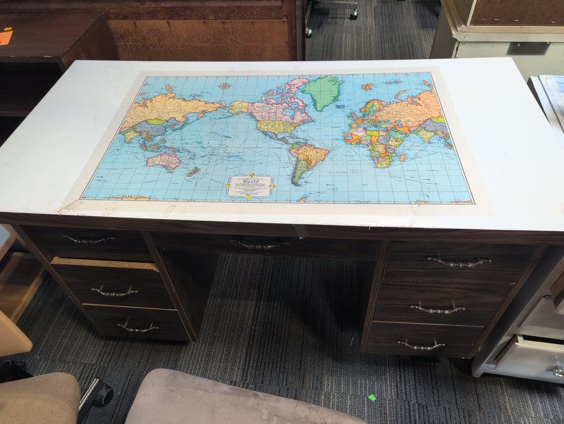 7 Drawer Desk with World Map