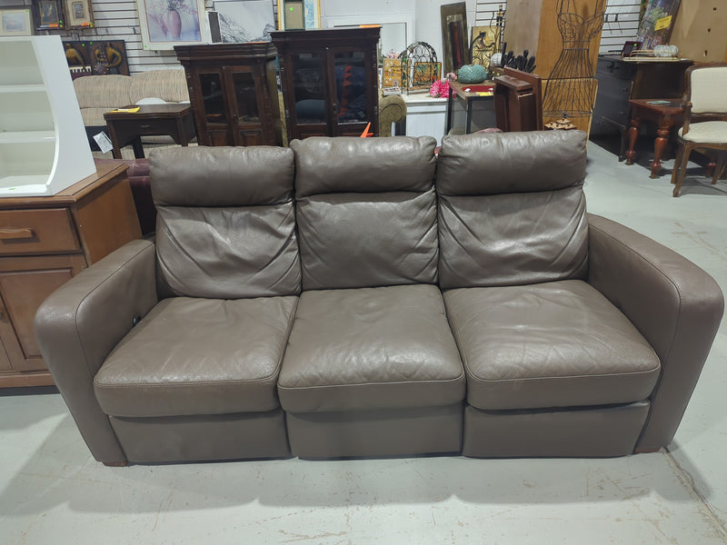 Brown Leather 3-seater Power Recliner Sofa