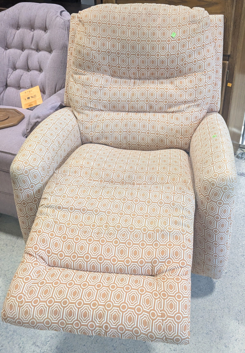 Orange Geometric Patterned Recliner