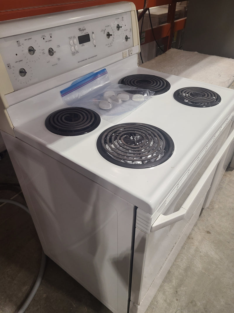 Whirlpool Electric Coil Stove with Self-Cleaning Oven in White