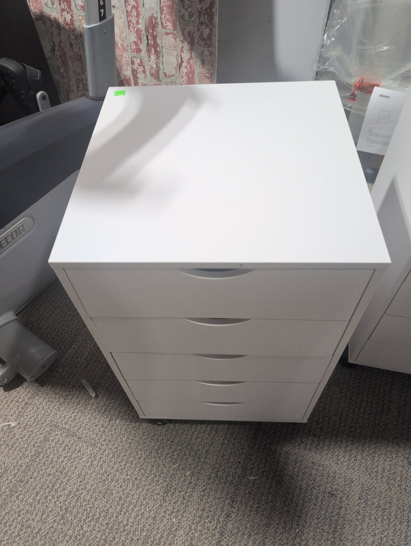White Filing Cabinet with Wheels