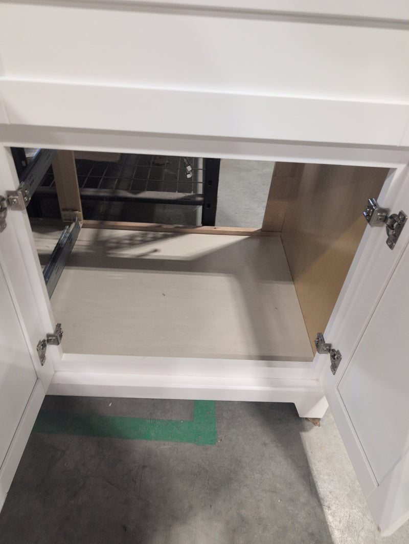 White Bathroom Vanity with Double Sink and Sparkly Handles