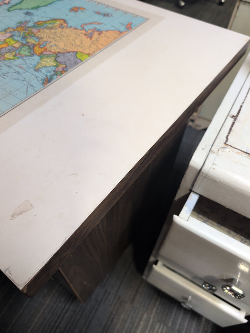 7 Drawer Desk with World Map