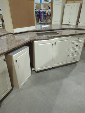 White kitchen with large island