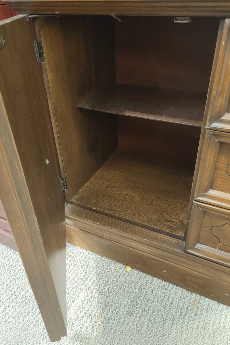 Vintage Two-Piece Wooden Hutch and Buffet Cabinet