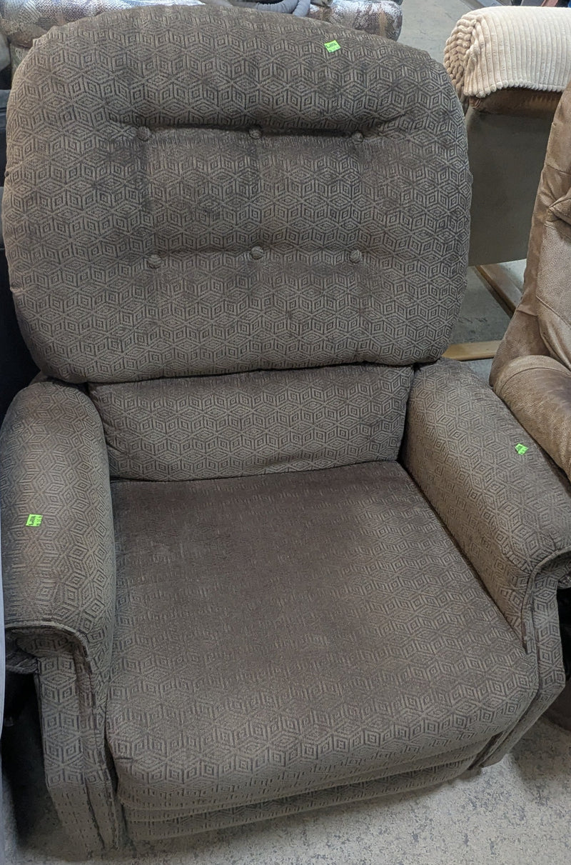 Grey Vintage Recliner with Textured Geometric Upholstery