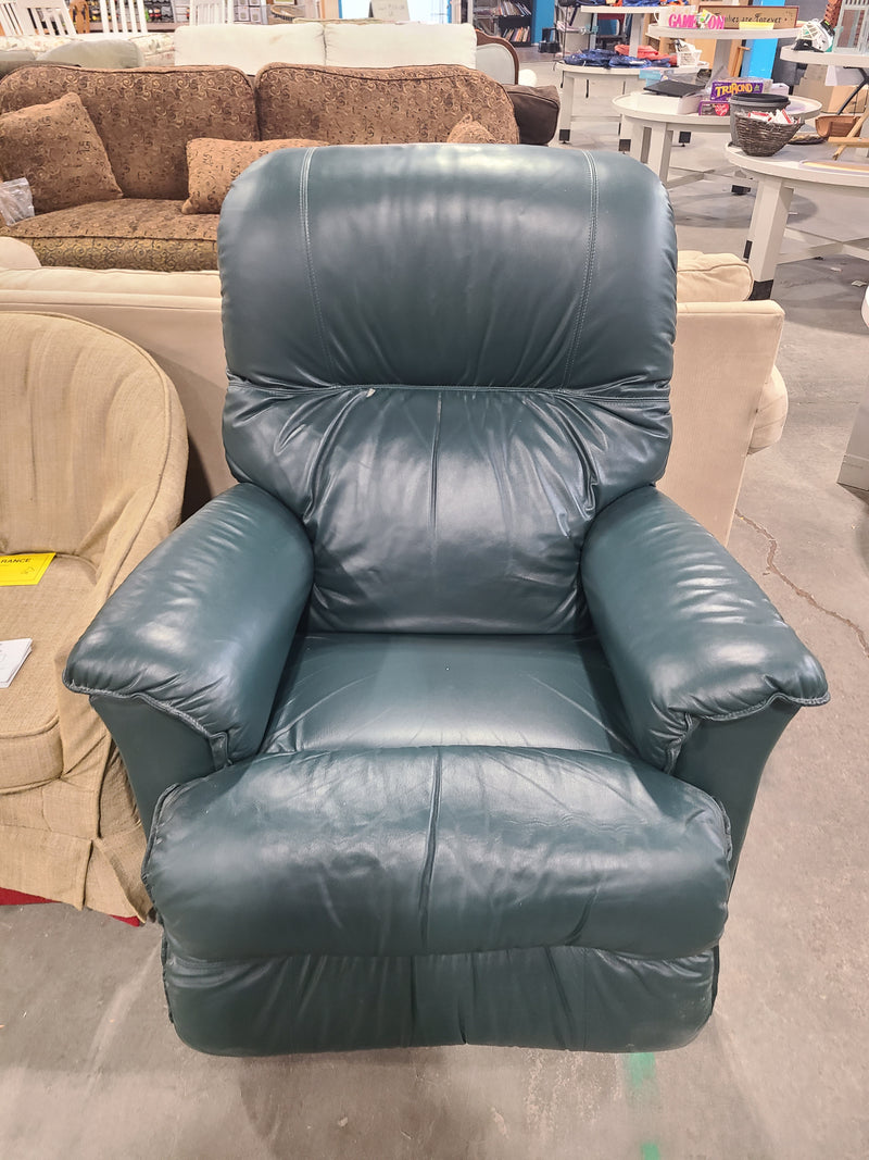 Vintage Forest Green Faux Leather Rocker Recliner