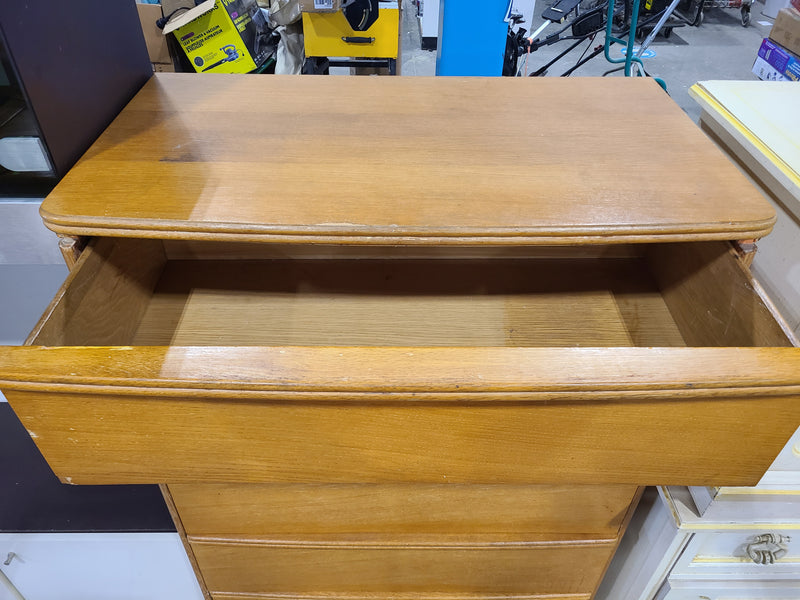 Mid-Century Modern 5-Drawer Wooden Tallboy Dresser / Chest of Drawers