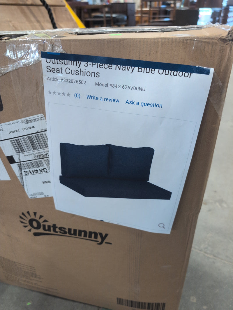 Outsunny 3 Piece Navy Blue Outdoor Seat Cushions