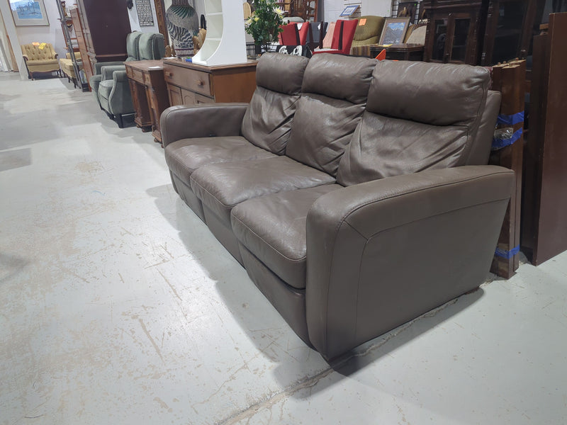 Brown Leather 3-seater Power Recliner Sofa