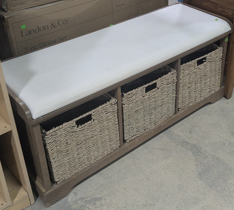 Brown and White Storage Bench