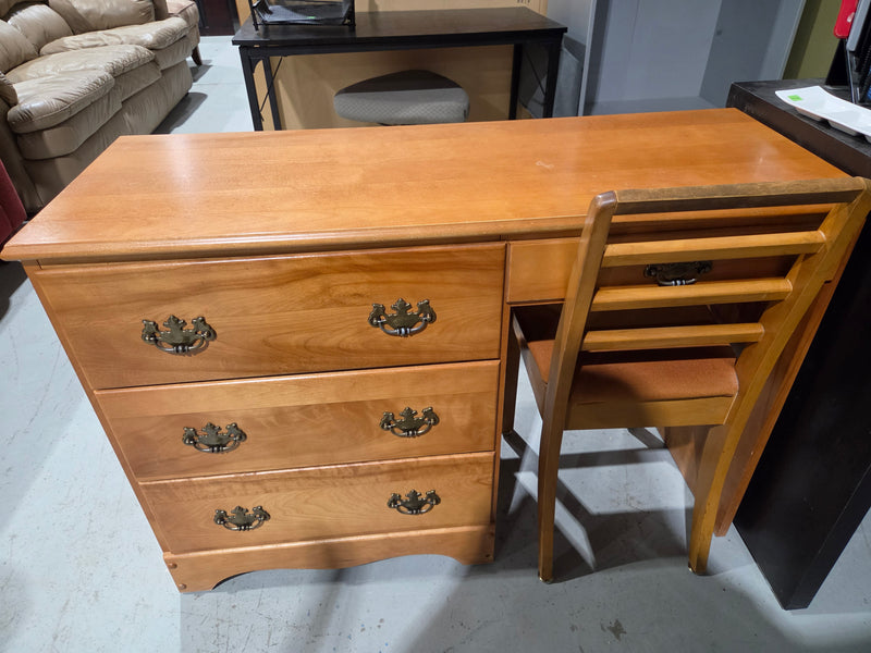 Vintage Solid Wood Student Desk With Chair