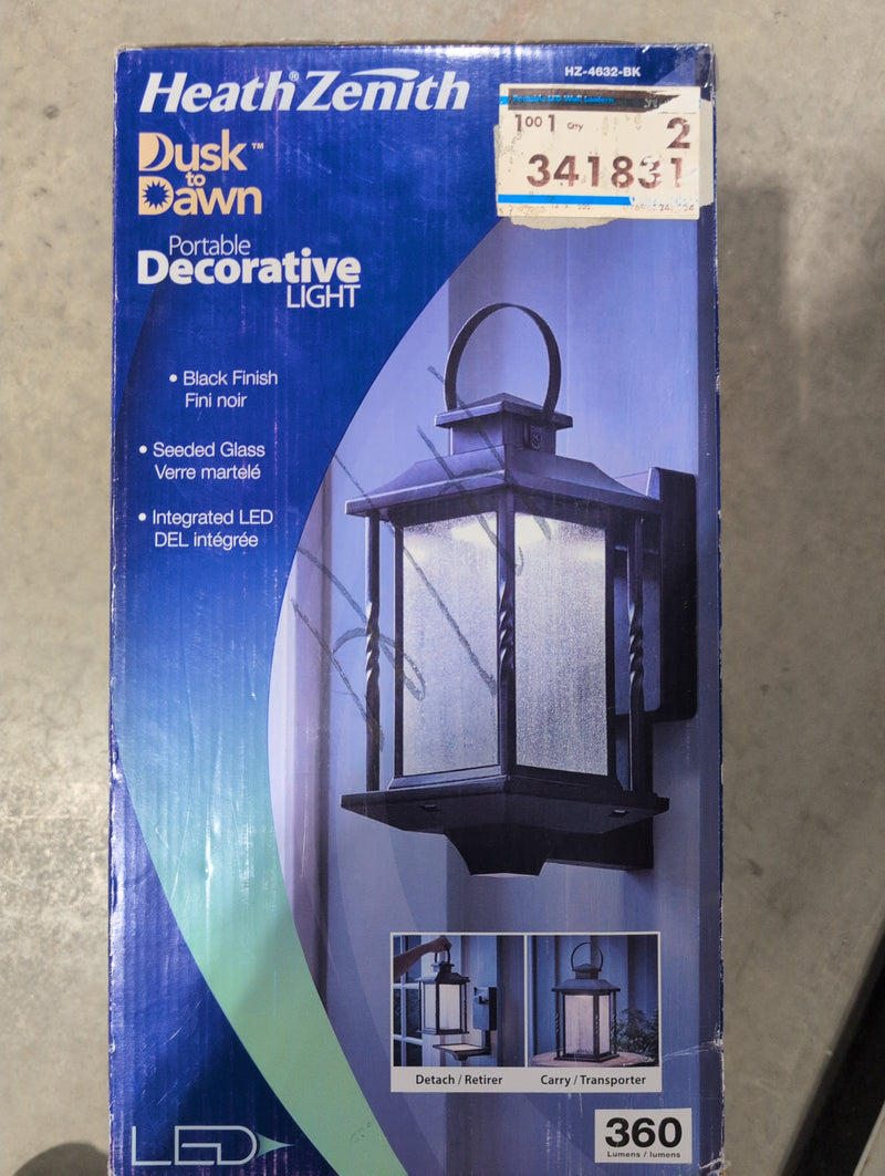 Dusk to Dawn Portable Exterior LED Decorative Wall Lantern with Charging