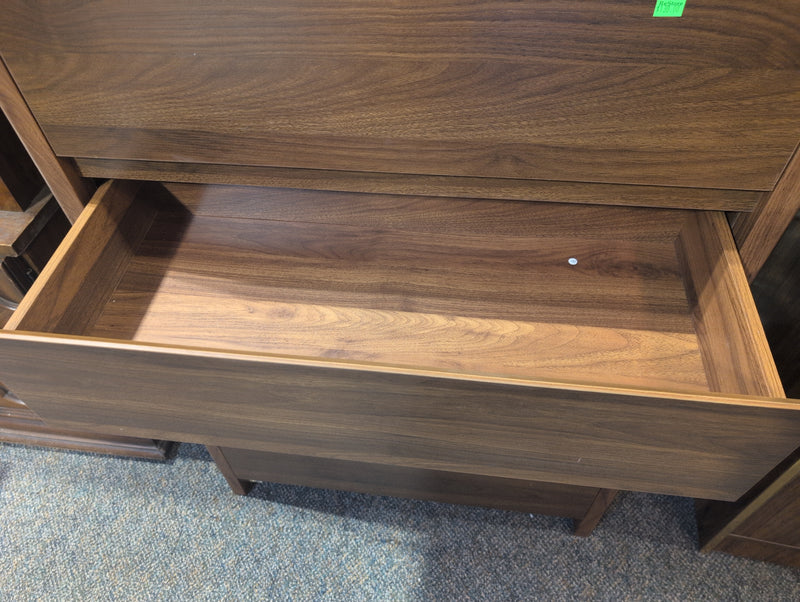 Brown Walnut Dresser with 5 Drawers