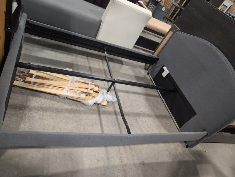 Steel Blue Upholstered Double Bedframe