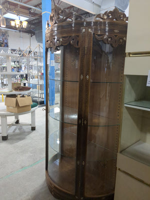 21st Century Antique Engraved Wooden Cabinet with Mother of Pearl details