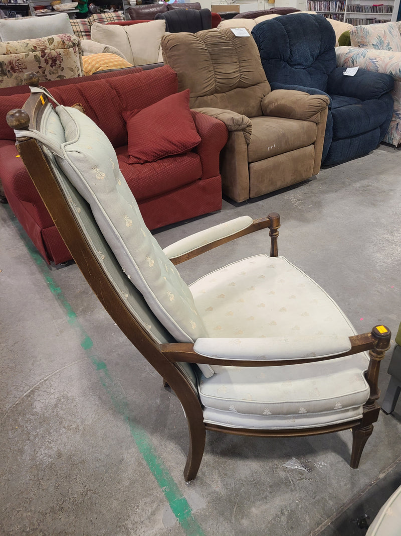 Vintage High-Back Upholstered Armchair with Bee Motif