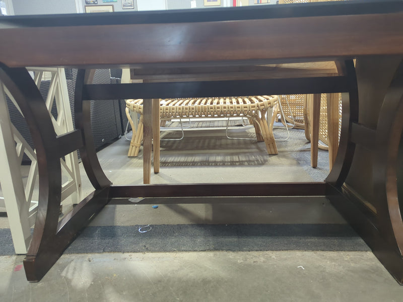 Glass-top Wooden Desk with Drawer