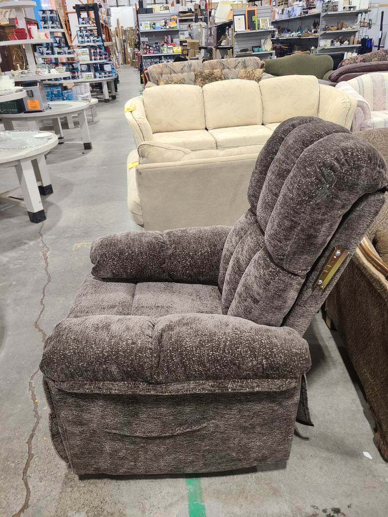Plush Grey Fabric Swivel Rocker Recliner