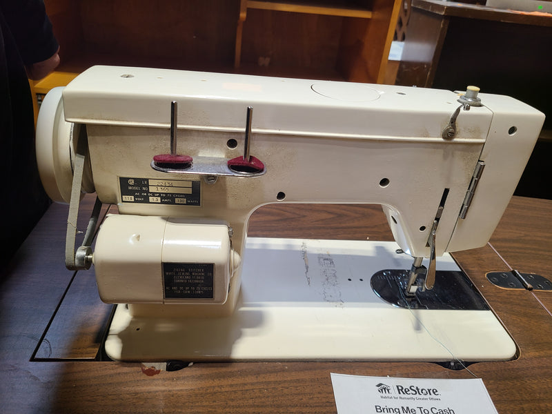 Vintage White Zigzag Sewing Machine with Fold-Out Table