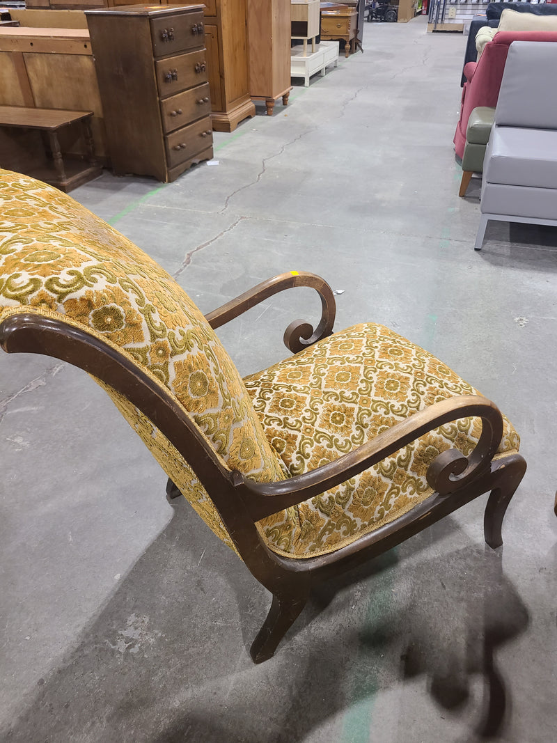 Vintage Tufted Damask Pattern Armchair