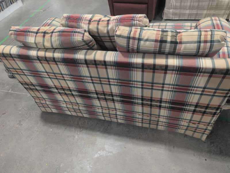 Plaid Loveseat with 3 Pillows