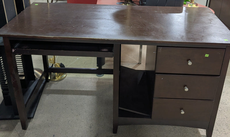 Dark Brown Desk with Three Drawers