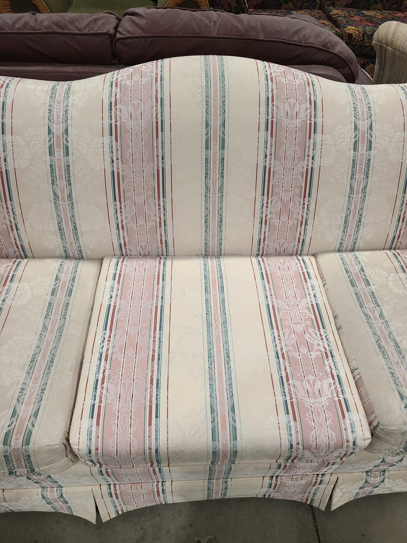Traditional Floral Striped Camelback Sofa