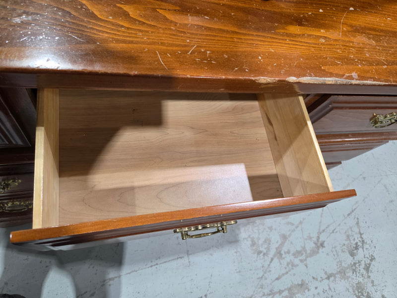 Rustic Colonial-Style Wooden Dresser with Mirror Hutch