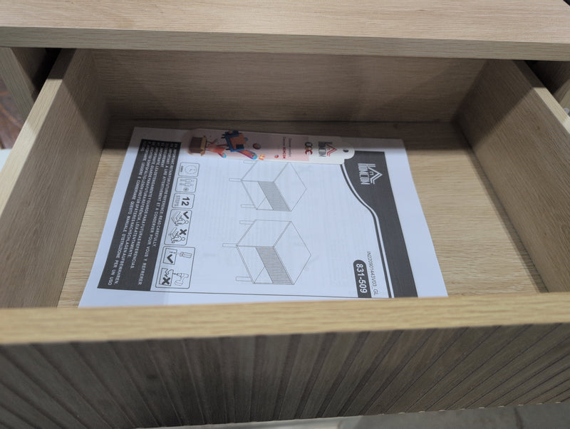 HOMCOM Bedside Table with Drawer and Open Shelf