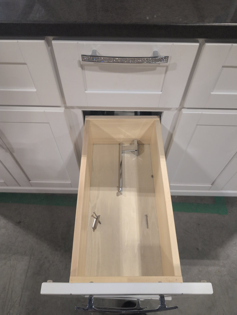 White Bathroom Vanity with Double Sink and Sparkly Handles