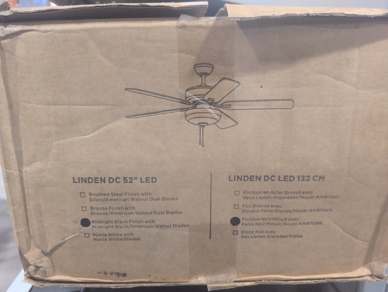 Generation Lighting Fan Collection Linden DC 52" LED Fan, Midnight Black