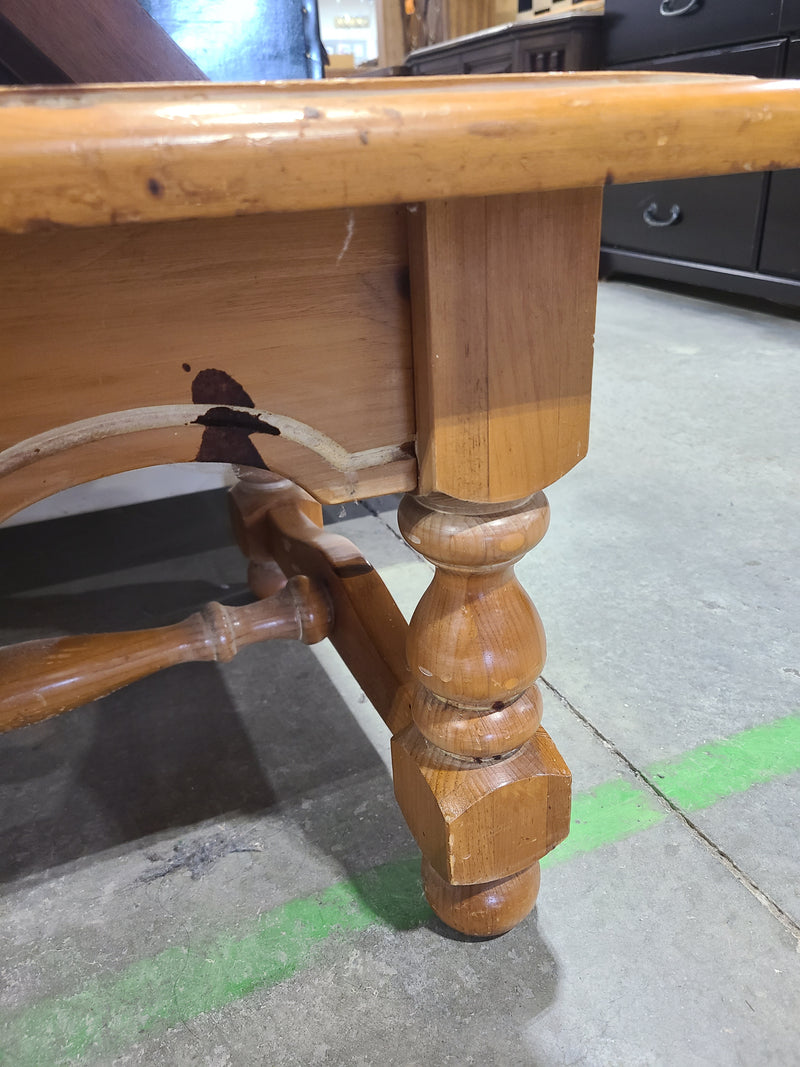 Rustic Knotty Pine Rectangular Coffee Table with Stretcher Base