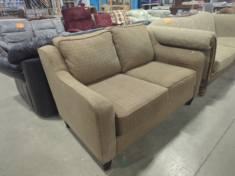 Brown Woven Fabric Modern-Style Loveseat