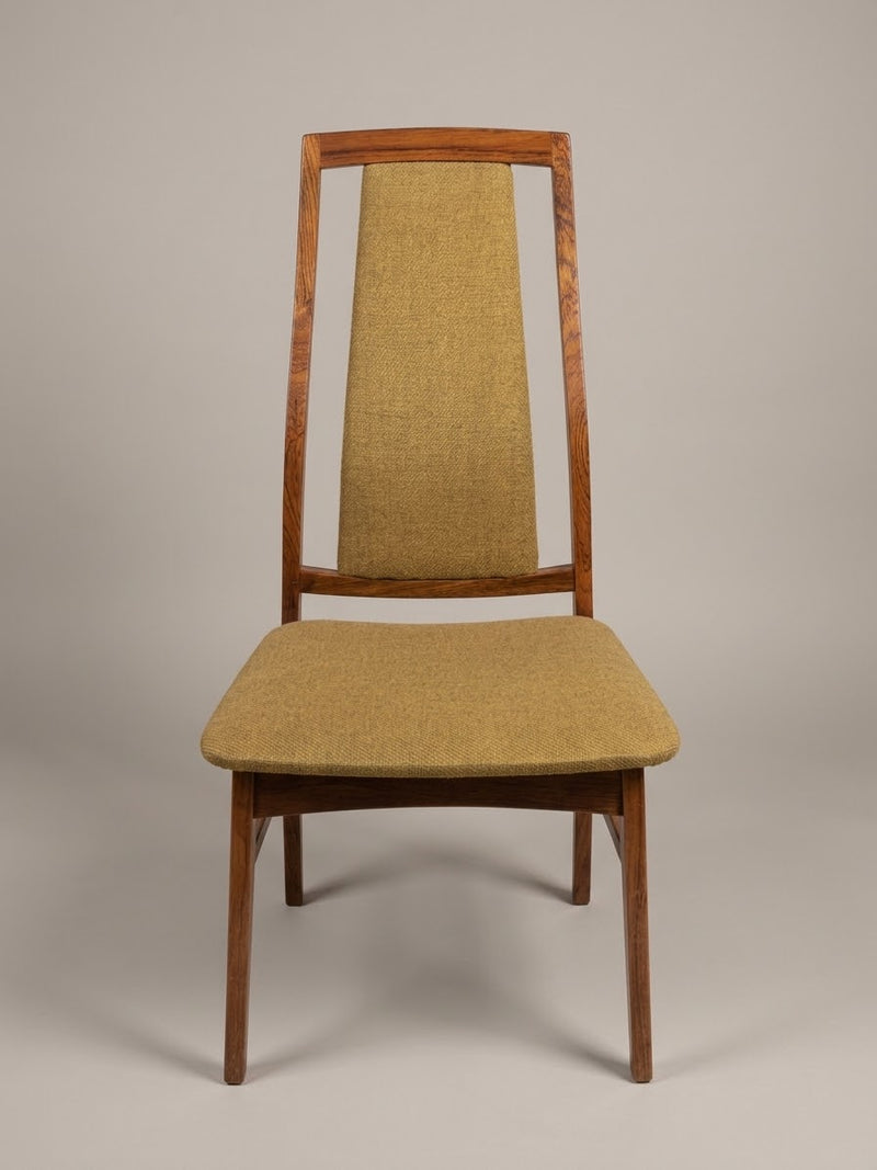 Mid-Century Modern High-Back Dining Chair - Mustard Yellow/Olive Textured Upholstery