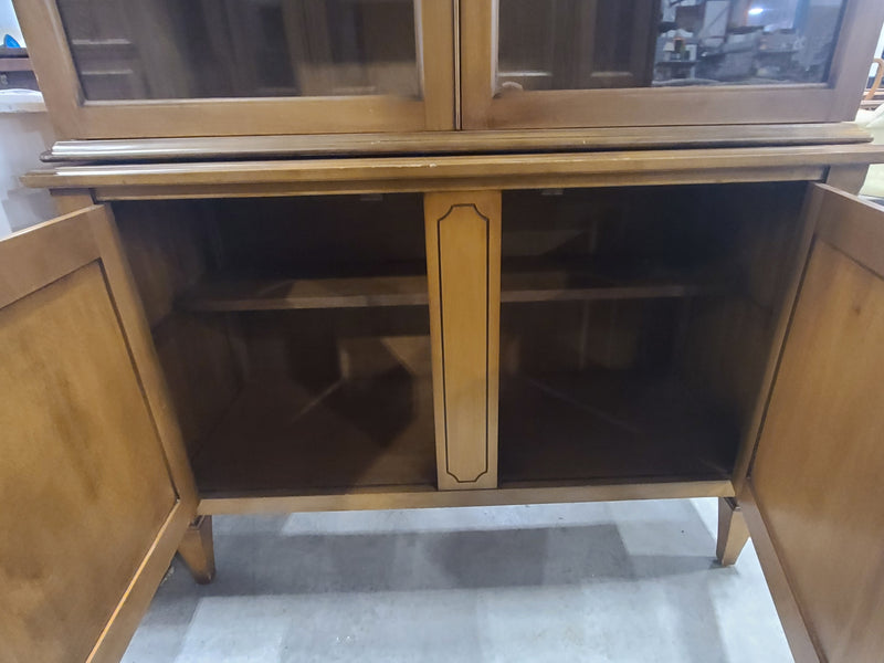 Traditional Vintage Two-Piece Wooden China Cabinet & Display Hutch