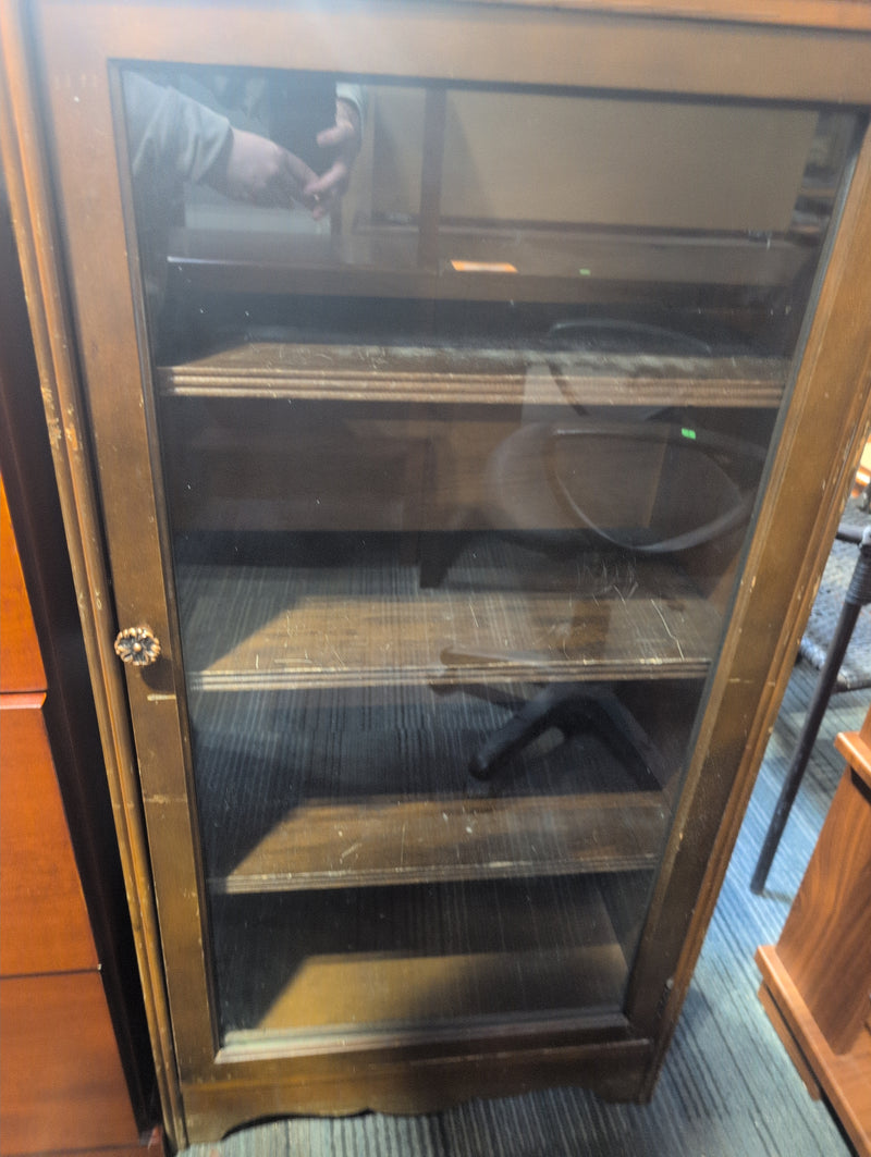 Wooden Shelves with Large Glass Windowed Door
