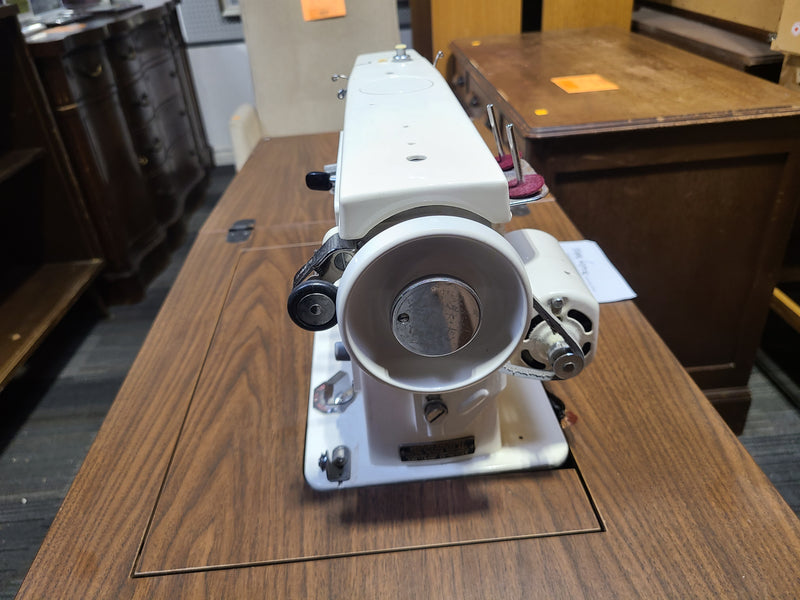Vintage White Zigzag Sewing Machine with Fold-Out Table