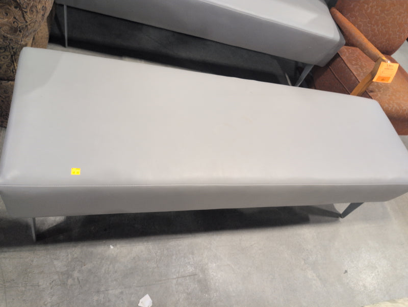 Modern Long Grey Ottoman with Metal Legs