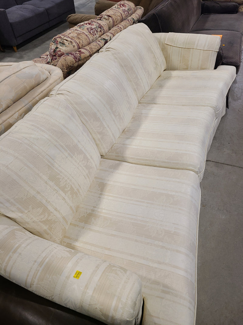 Vintage Cream Damask Floral 3-Seater Sofa
