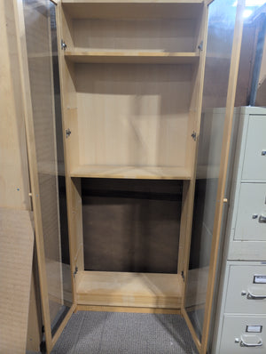 Light Brown Display Cabinet with Glass Doors