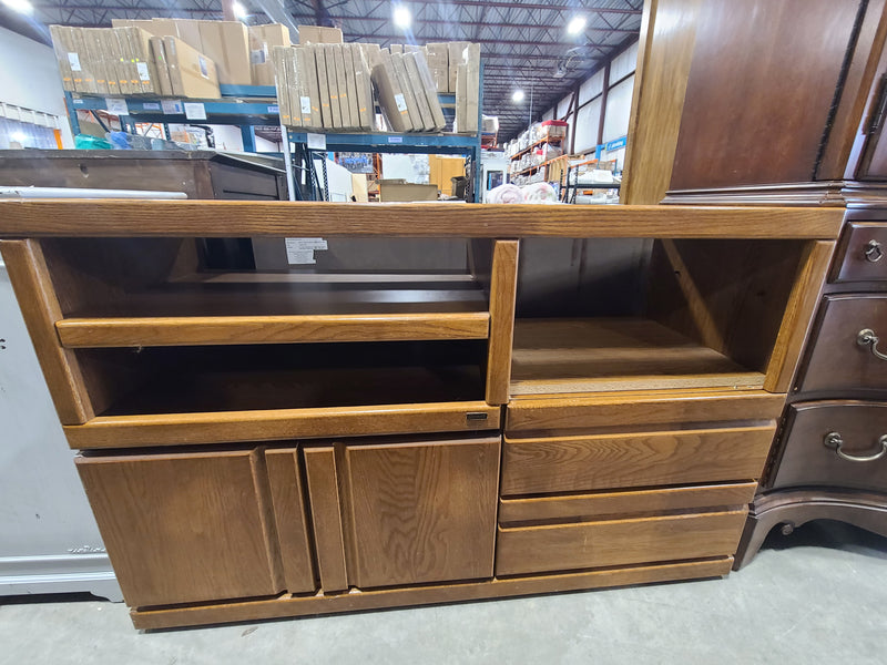 Classic Oak-Finish Media Console with Storage