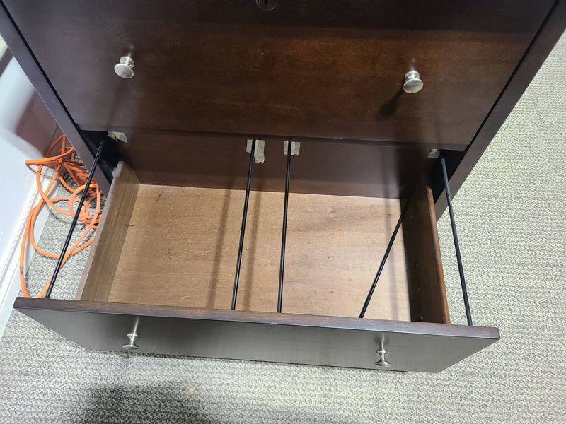 Good Condition Dark Wood Storage Hutch and File Cabinet