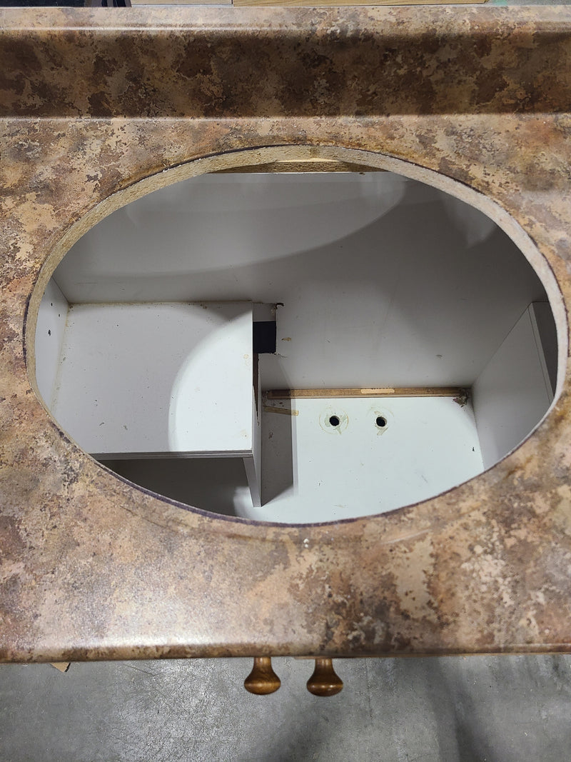 4-Door Wooden Bathroom Vanity with Laminate Countertop in Brown