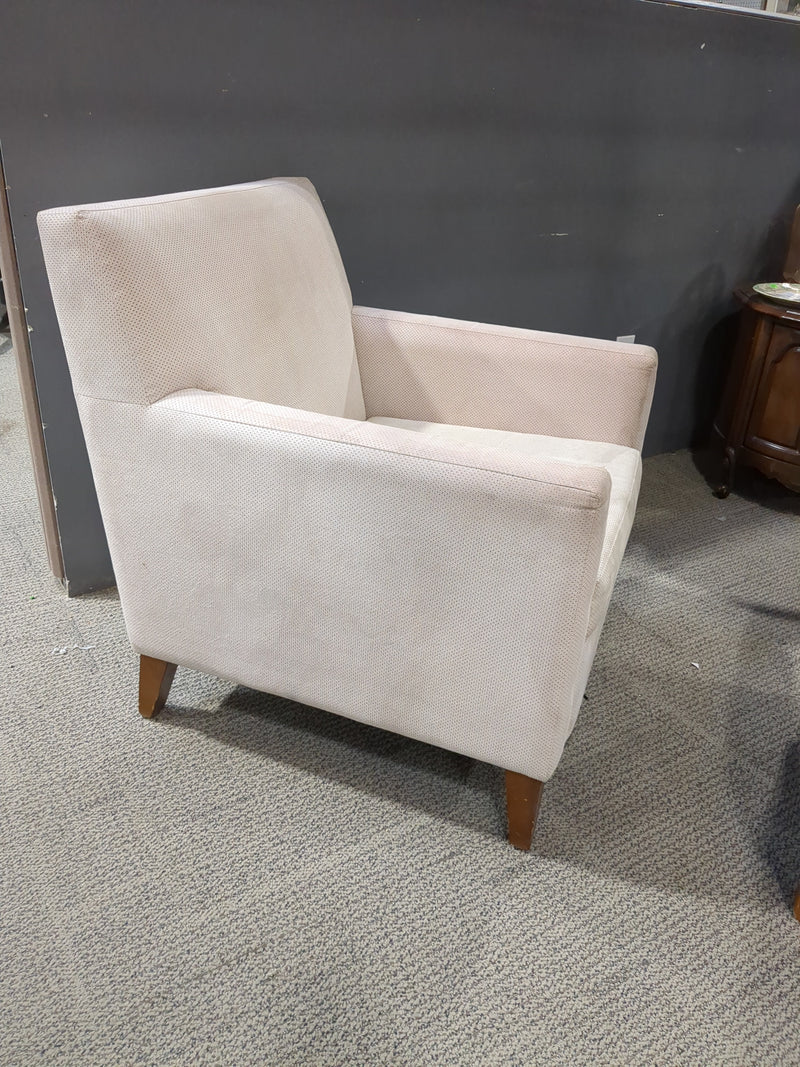 Cream Modern Accent Armchair with Tapered Wooden Legs