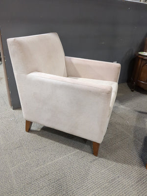 Cream Modern Accent Armchair with Tapered Wooden Legs