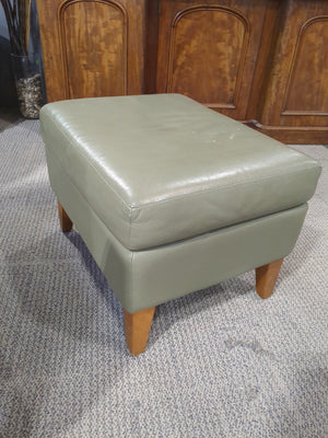 Small Green Faux Leather Ottomon