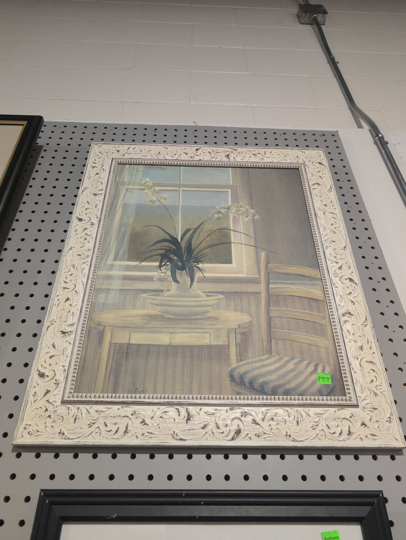 Painting of Plant on a Table at a Window