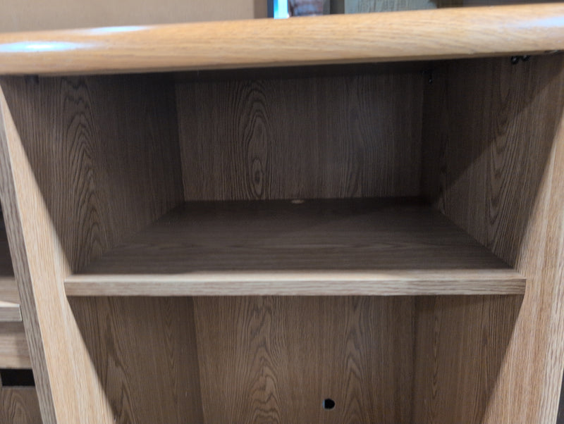 Light Brown Media Unit with Pull Out Shelf