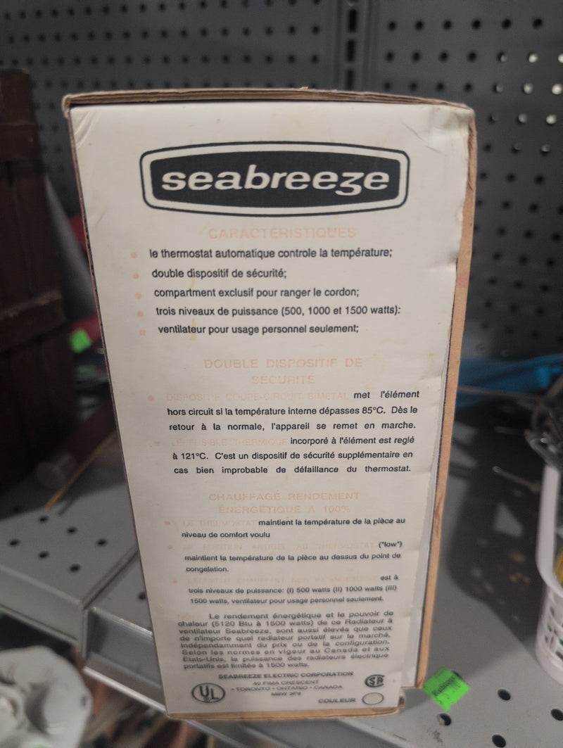 Seabreeze 1500 Watt Slim Profile Heater Fan